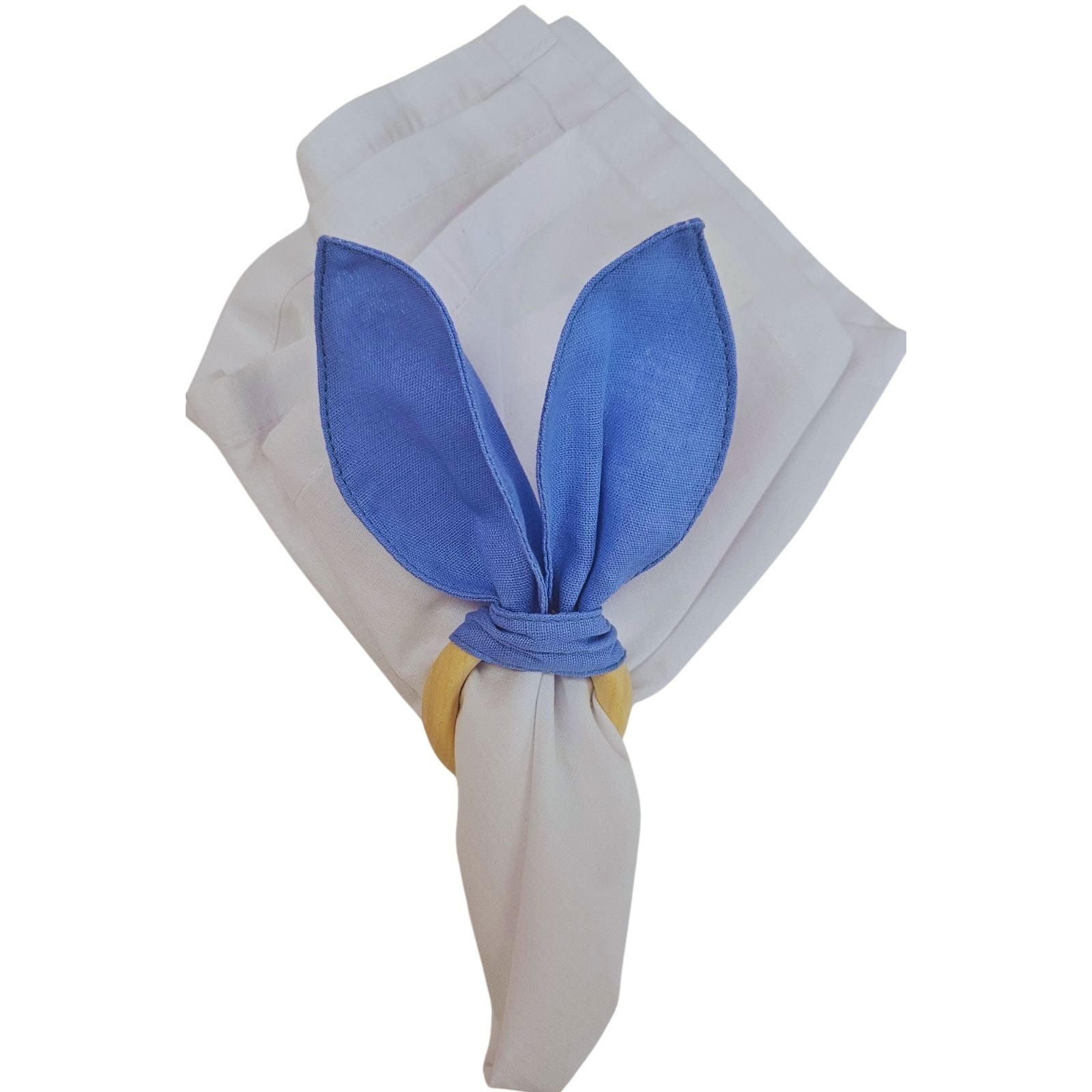 Maison Charlo | Easter Set of 4 Charm Blue Bunny Ears Napkin Rings | Dining Table Decor-3