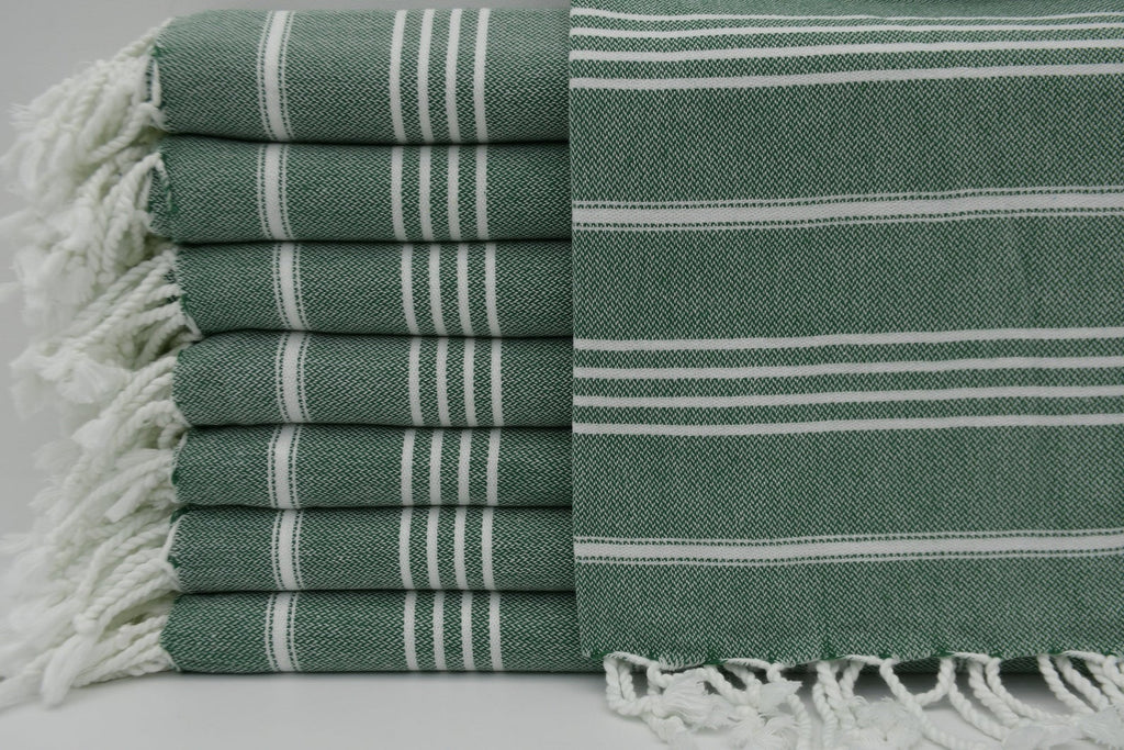 Dark Green Monaco Turkish Towel – Lightweight Quick Dry Beach & Bath Towel, Luxury Turkish Cotton Spa Towel, Travel & Pool Towel