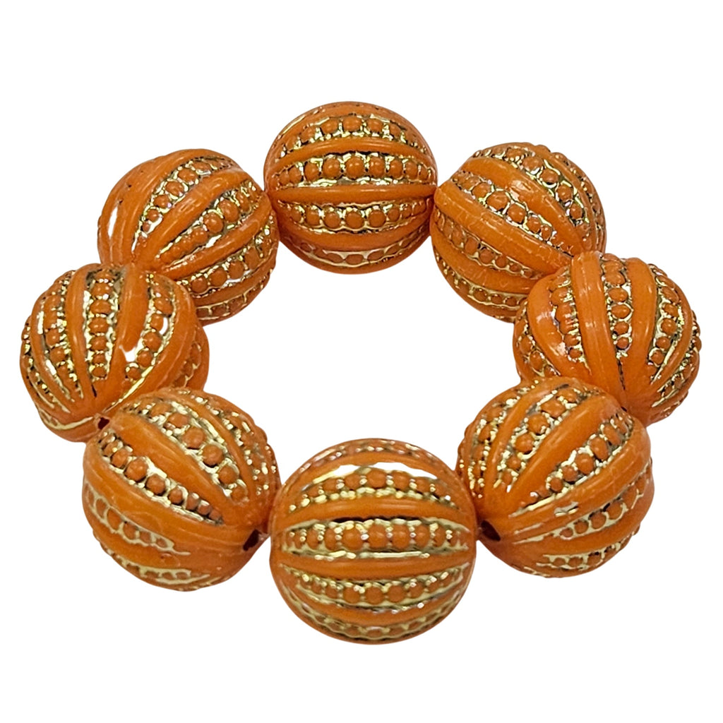 Maison Charlô | Set 4 Orange Shine Beaded Napkin Rings | Rustic Napkin Ring | Handmade-4
