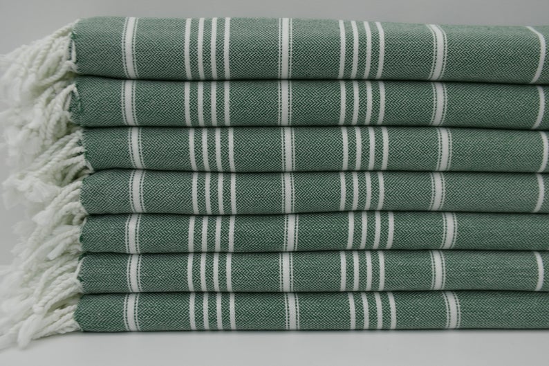 Dark Green Monaco Turkish Towel – Lightweight Quick Dry Beach & Bath Towel, Luxury Turkish Cotton Spa Towel, Travel & Pool Towel