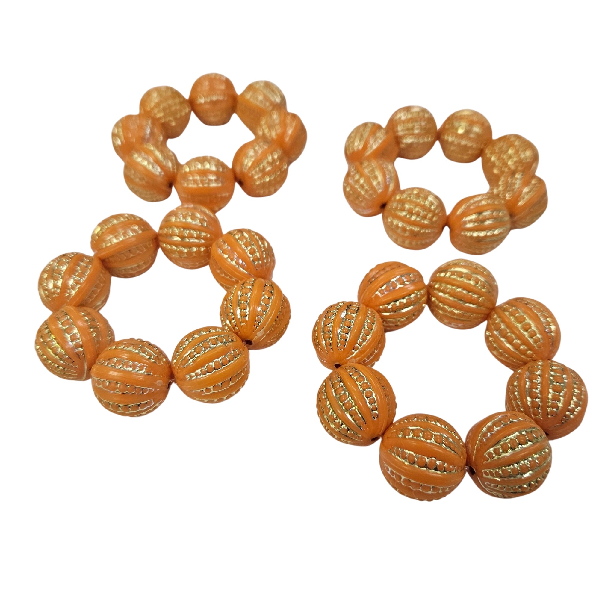 Maison Charlô | Set 4 Orange Shine Beaded Napkin Rings | Rustic Napkin Ring | Handmade-3