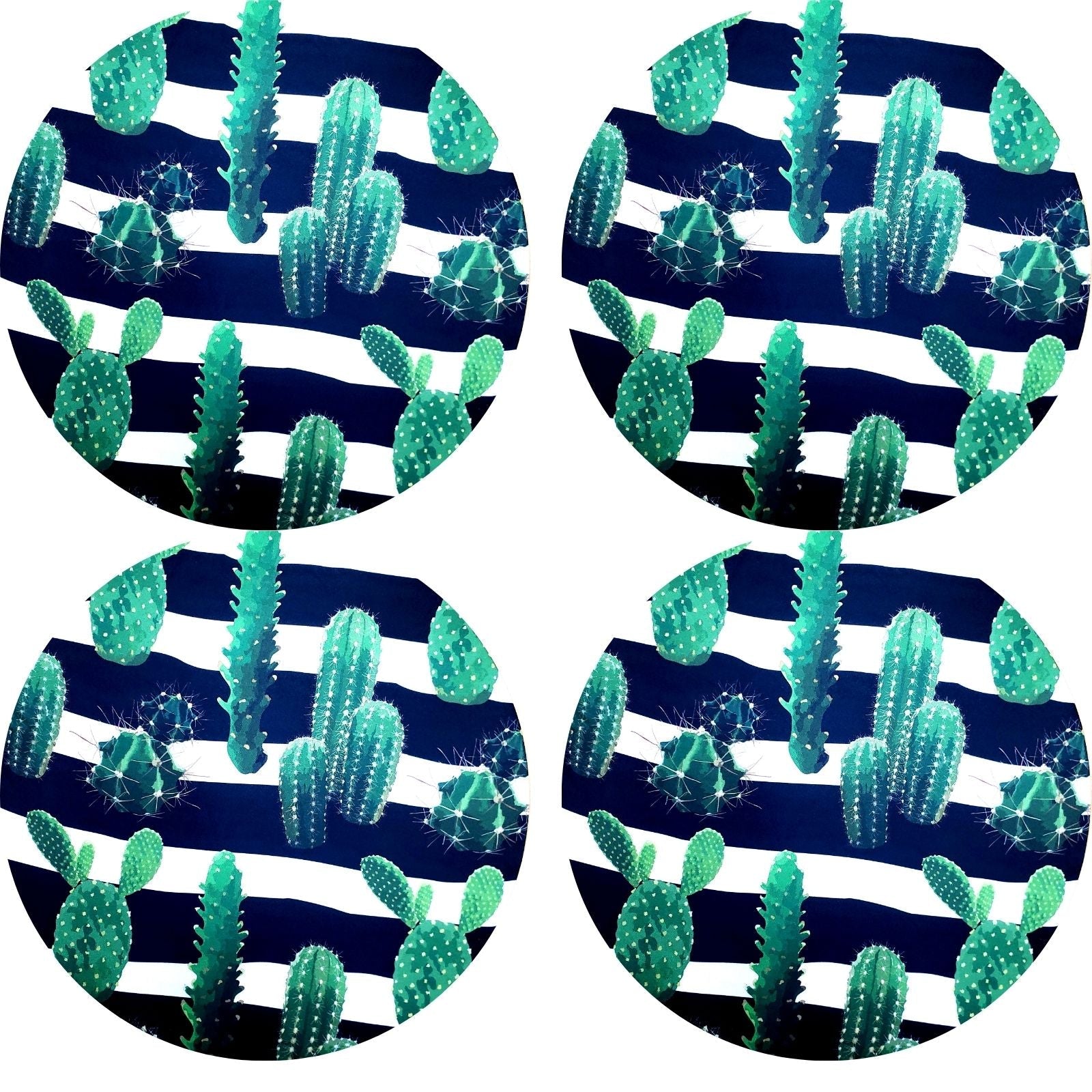 Set of 4 Round Placemats Covers Green Cactus of the Caatinga 14 Dia inch-2