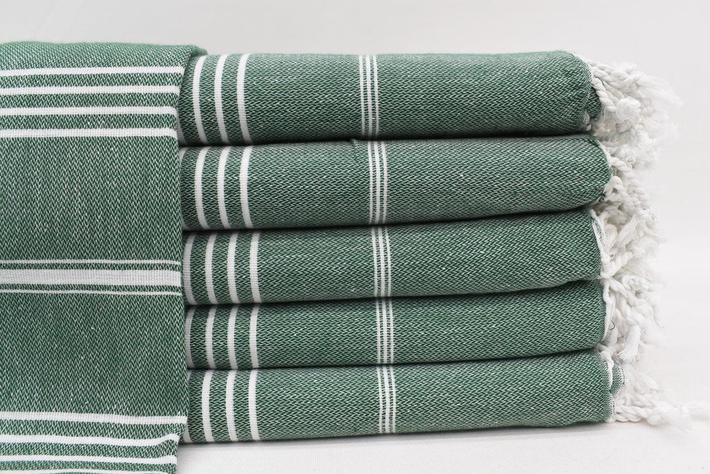 Dark Green Monaco Turkish Towel – Lightweight Quick Dry Beach & Bath Towel, Luxury Turkish Cotton Spa Towel, Travel & Pool Towel
