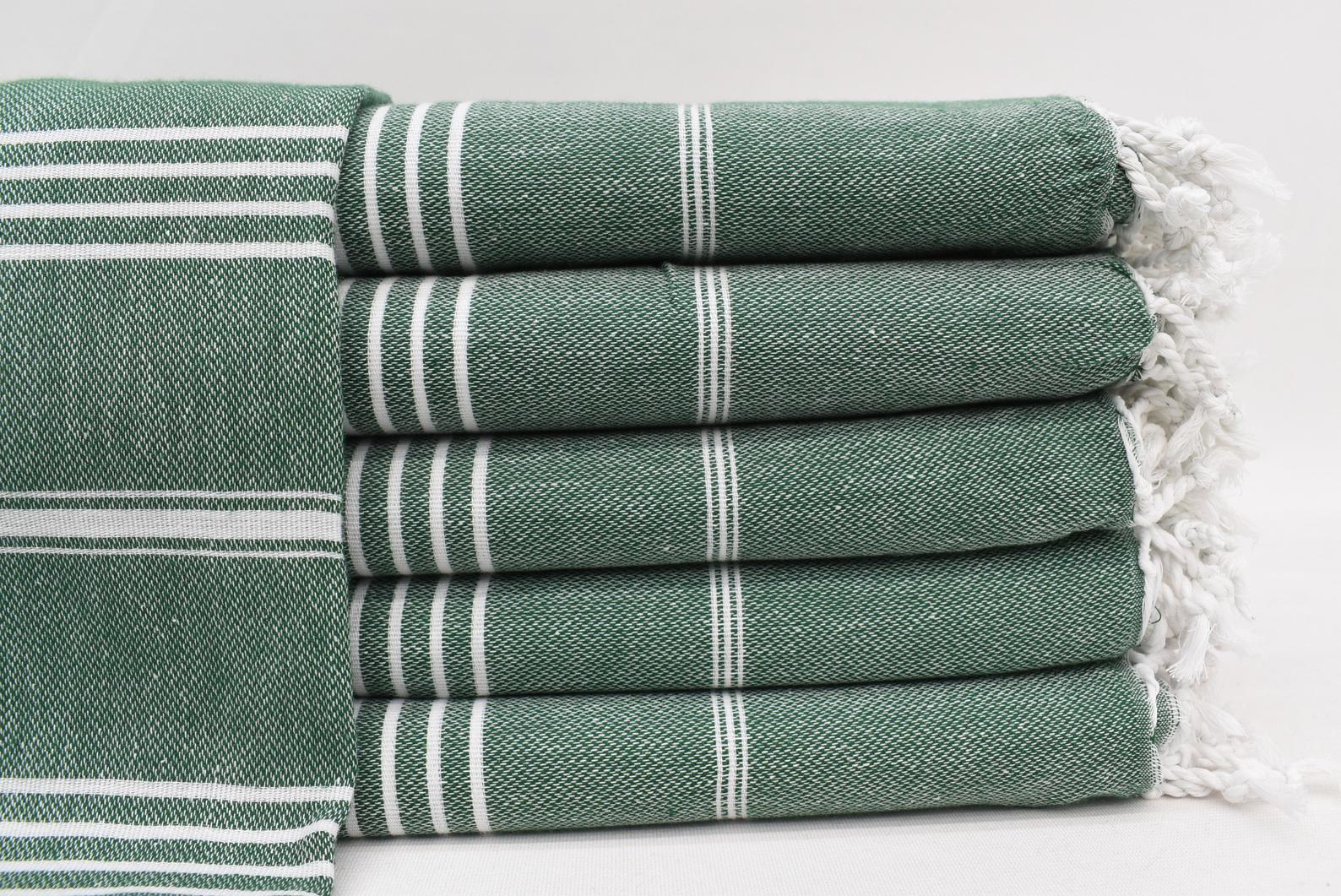 Dark Green Monaco Turkish Towel – Lightweight Quick Dry Beach & Bath Towel, Luxury Turkish Cotton Spa Towel, Travel & Pool Towel