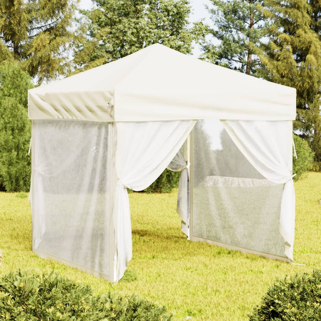 Vidaxl foldable party tent with side walls 2x2 m cream-colored-0