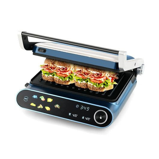 1200W Panini Press Grill with LED Display and 7 Grilling Modes-Blue-4