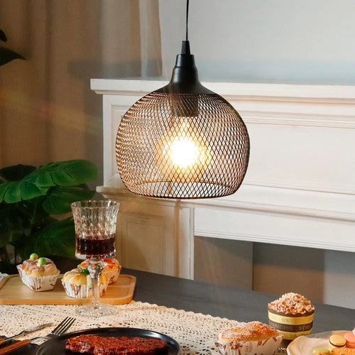 8.5"H Hanging Lamp Black Battery Powered(Round)-1