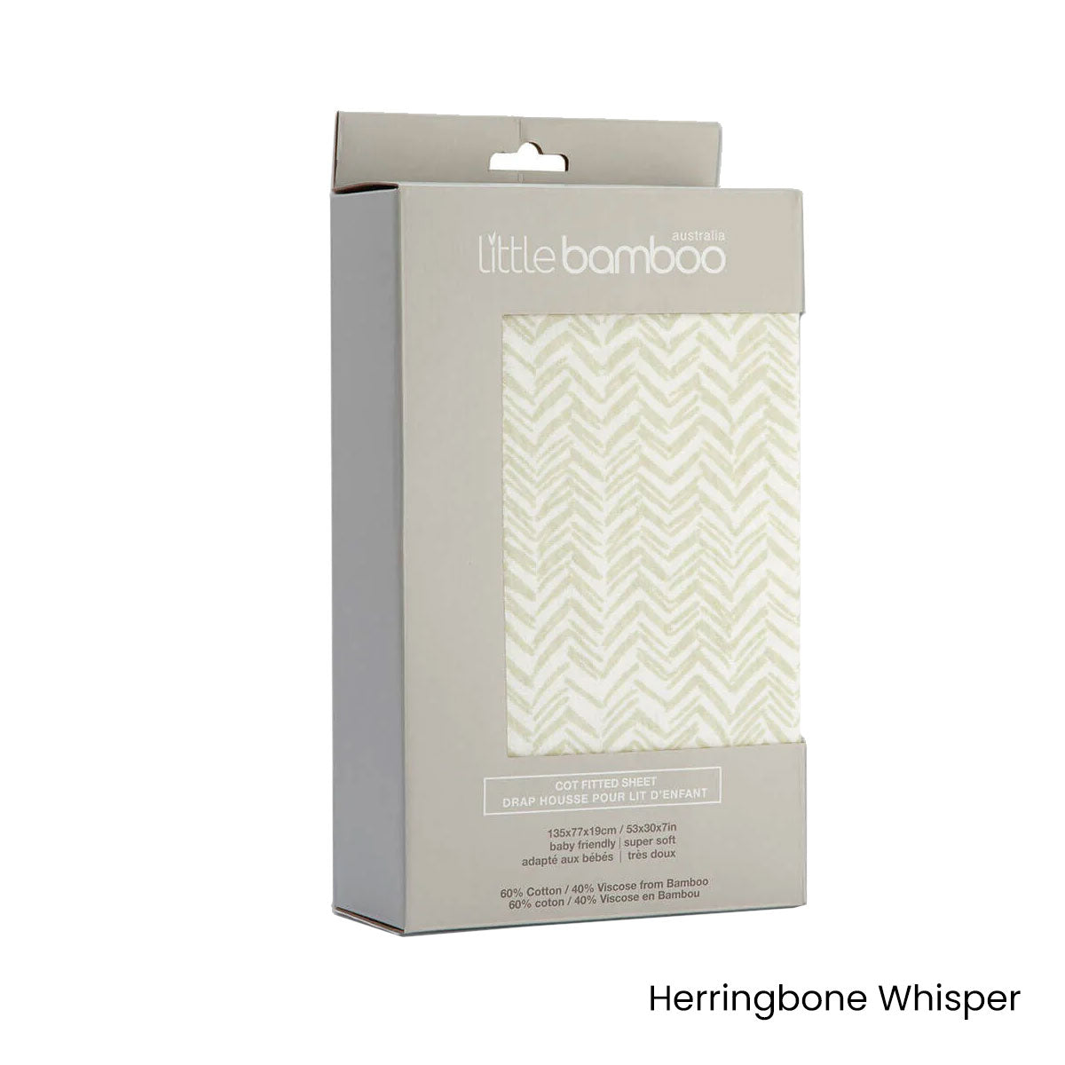 NNEDSZ Little Bamboo Jersey Fitted Sheet Cot Size Herringbone Whisper