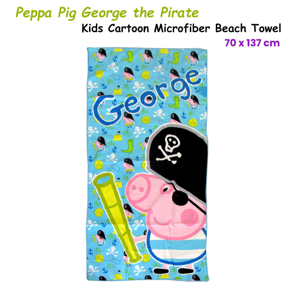 NNEDSZ Bloomington Peppa Pig George the Pirate Kids Cartoon Printed Microfiber Beach Towel 70 x 137 cm