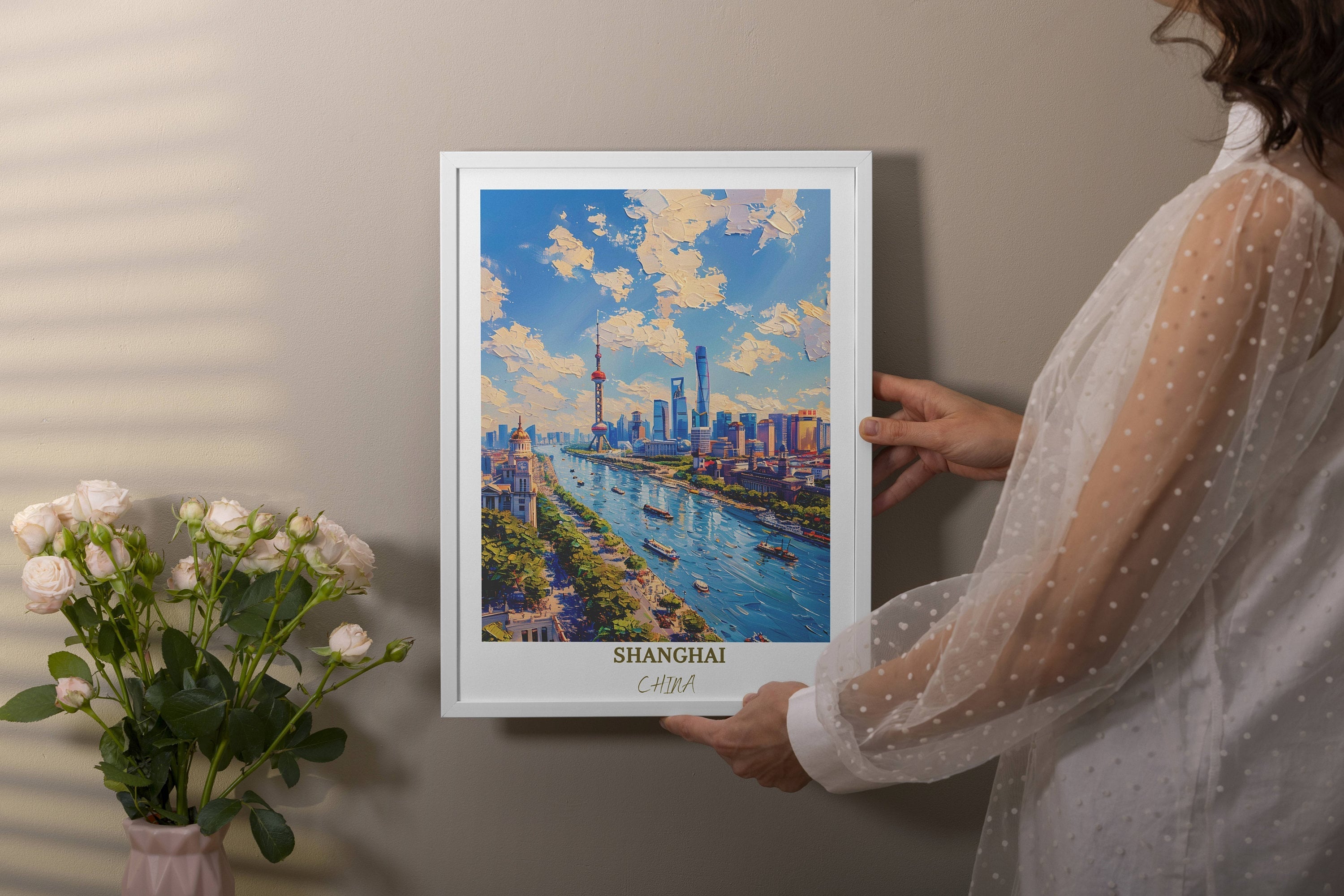 Shanghai Travel Print Wall Decor The Bund Travel Print Art Print Shanghai Wall Hanging Home Décor Gift Shanghai Art Lovers China