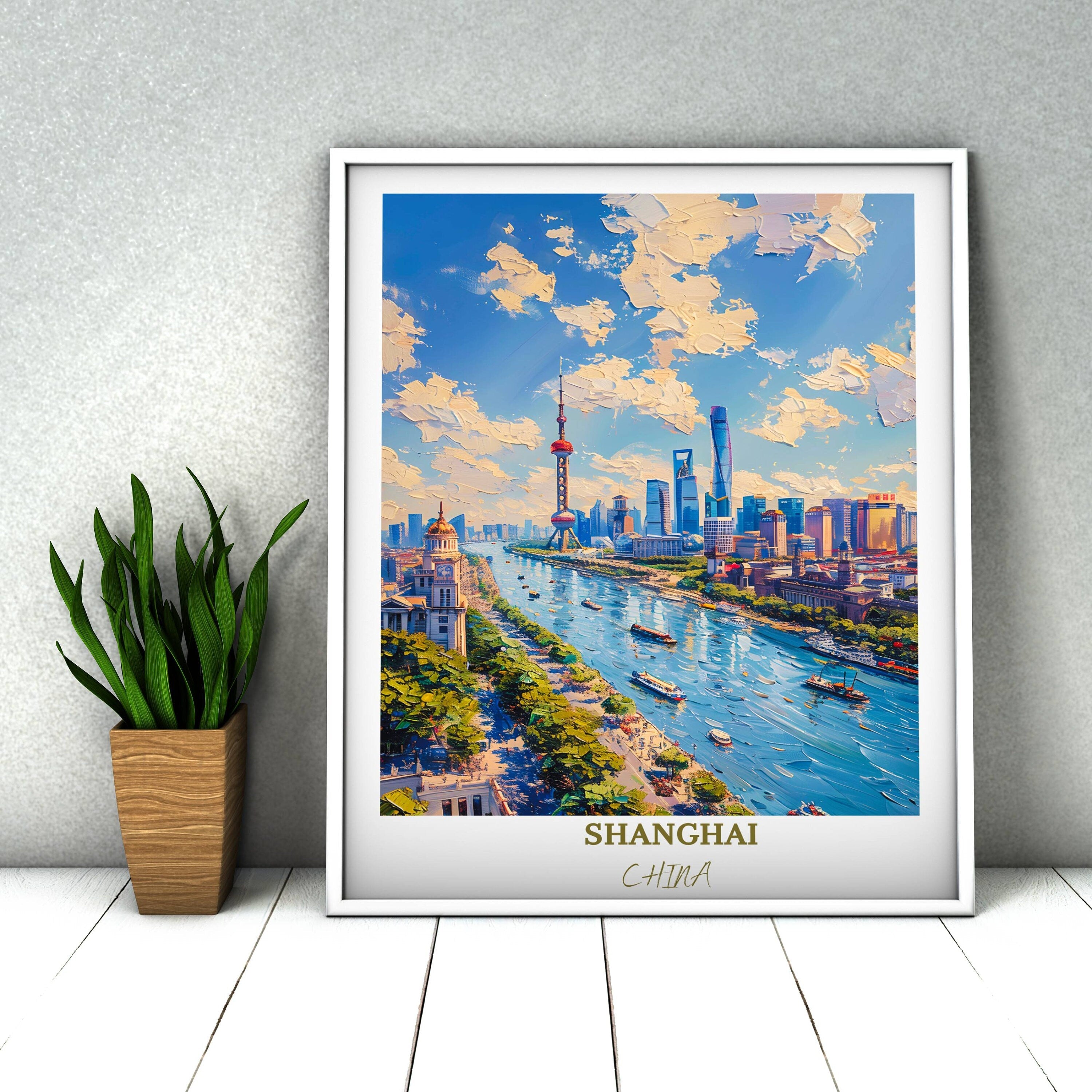 Shanghai Travel Print Wall Decor The Bund Travel Print Art Print Shanghai Wall Hanging Home Décor Gift Shanghai Art Lovers China