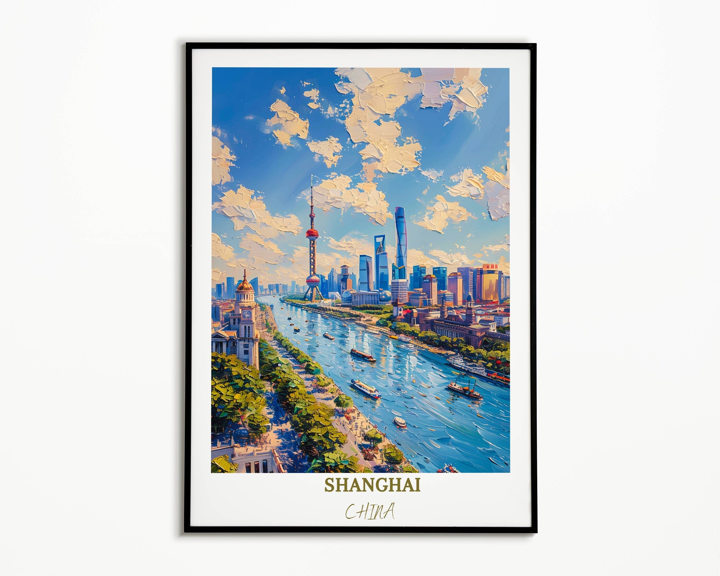 Shanghai Travel Print Wall Decor The Bund Travel Print Art Print Shanghai Wall Hanging Home Décor Gift Shanghai Art Lovers China