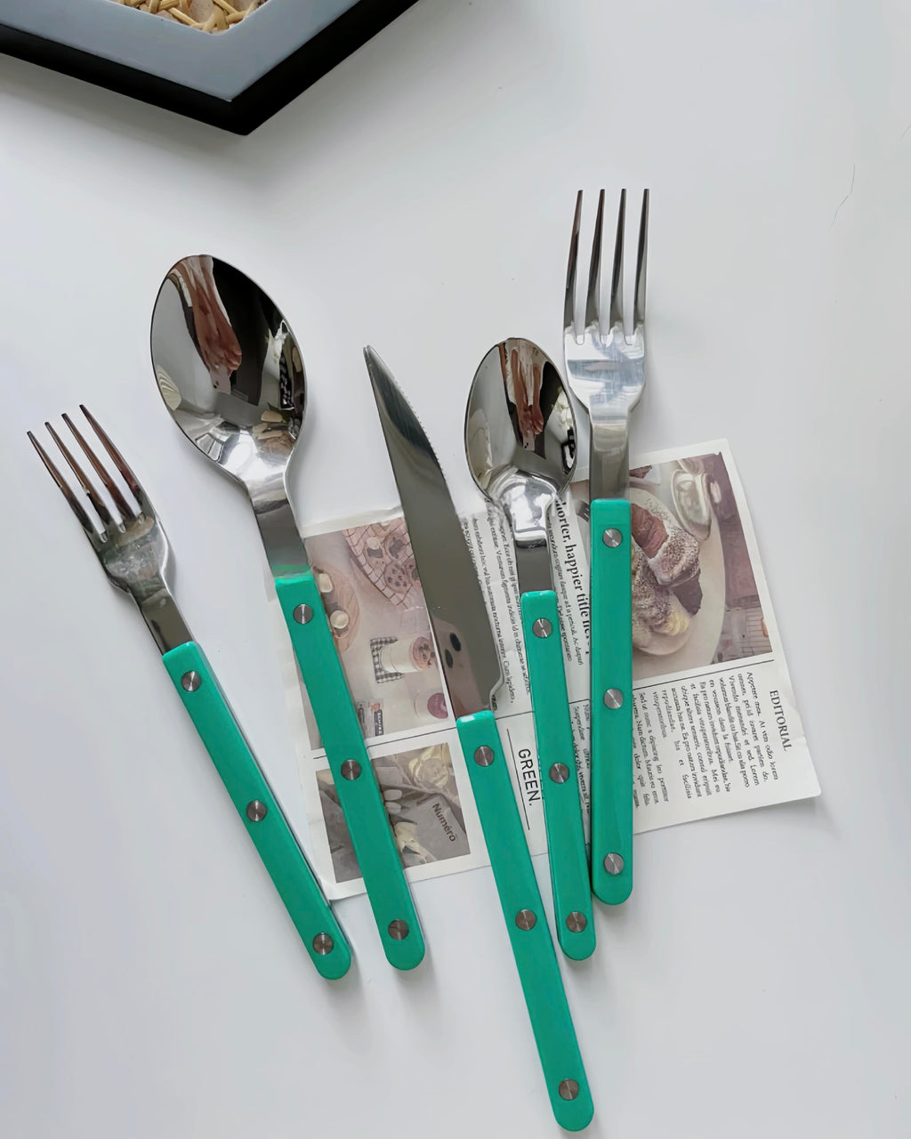 10 Pcs Modern French Rivet Cutlery Set - Bistrot Style Flatware Silverware-0